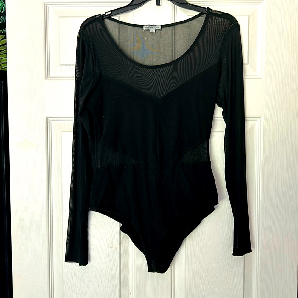 Mesh top and sleeve bodysuit